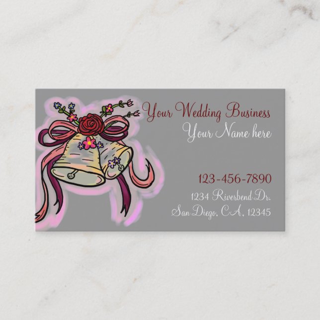 Wedding Bells customisable business cards (Front)
