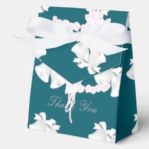 Wedding Bells Floral Teal Thank You    Favour Box