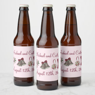 Wedding Bells Flowers Bow Tie Bridal Rose Bouquet Beer Bottle Label