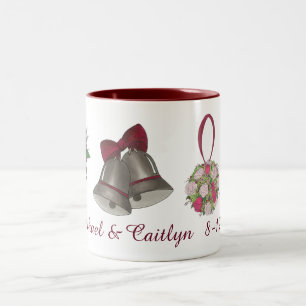 Wedding Bells Flowers Bow Tie Personalised Mug