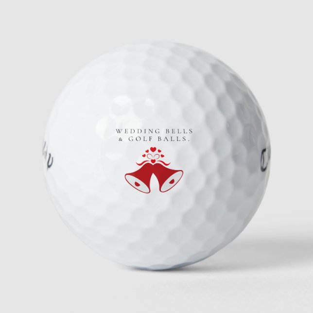 'Wedding Bells & Golf Balls' Wedding Favour Gift  Balls (Front)