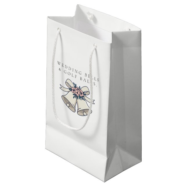 'Wedding Bells & Golf Balls' Wedding Favour Gift  Small Gift Bag (Front Angled)