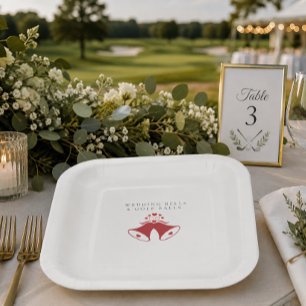 'Wedding Bells & Golf Balls' Wedding White And Red Paper Plate
