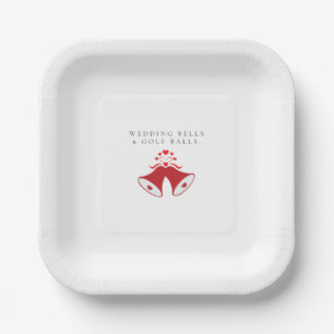 'Wedding Bells & Golf Balls' Wedding White And Red Paper Plate