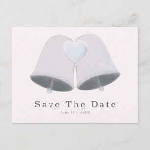 Wedding Bells & Heart Engagement Save The Date Postcard
