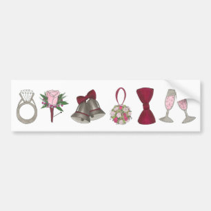 Wedding Bells Ring Champagne Bowtie Bumper Sticker