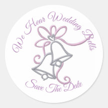 wedding bells save the date stickers