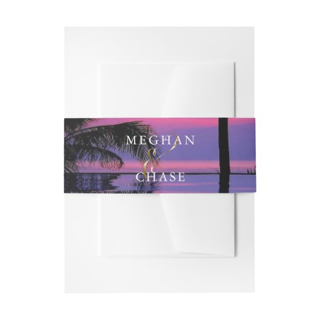 Wedding Belly Bands | Exotic Tropical Night Beach Invitation Belly Band (Front Example)