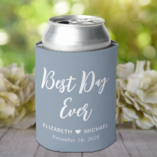 Wedding Best Day Ever Dusty Blue Can Cooler (Creator Uploaded)