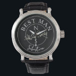Wedding Best Man Personalised Watch<br><div class="desc">Contemporary,  modern,  vibrant red and black wedding Best Man gift with monogram - initials,  name,  unique romantic love couple birds drawing and trendy handwritten calligraphy script.</div>