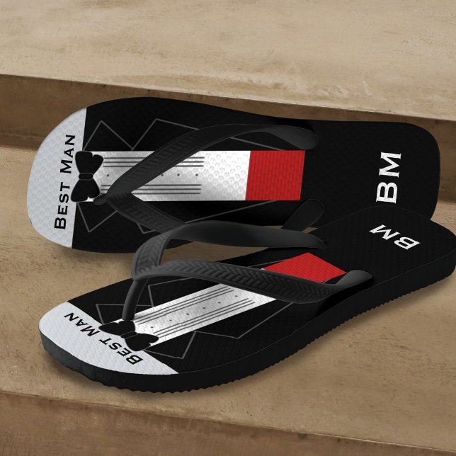 Wedding Best Man Personalized Tuxedo Flip Flops (Just add your Best Man's initials)