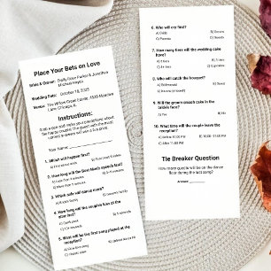 [Wedding Betting Sheet] Wedding Prop Bets Game Card