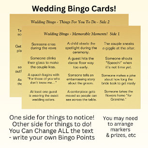 Wedding BINGO!  Game for Guests Card