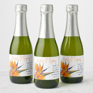 Wedding Bird of Paradise Flowers Thank You Sparkling Wine Label