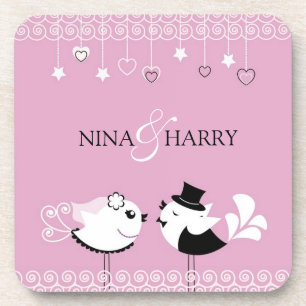 Wedding Birds Bride Groom Coasters (set of 4)