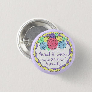 Wedding Birthday Bridal Shower Floral Round Cake 3 Cm Round Badge
