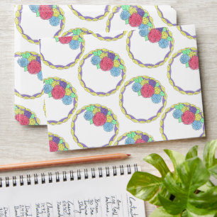 Wedding Birthday Bridal Shower Floral Round Cake Envelope