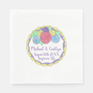 Wedding Birthday Bridal Shower Floral Round Cake Napkin