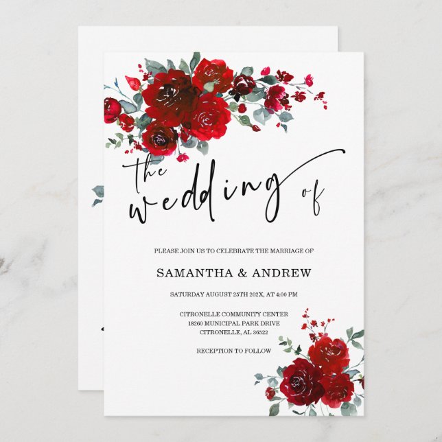 Wedding Black and Red Invitation (Front/Back)