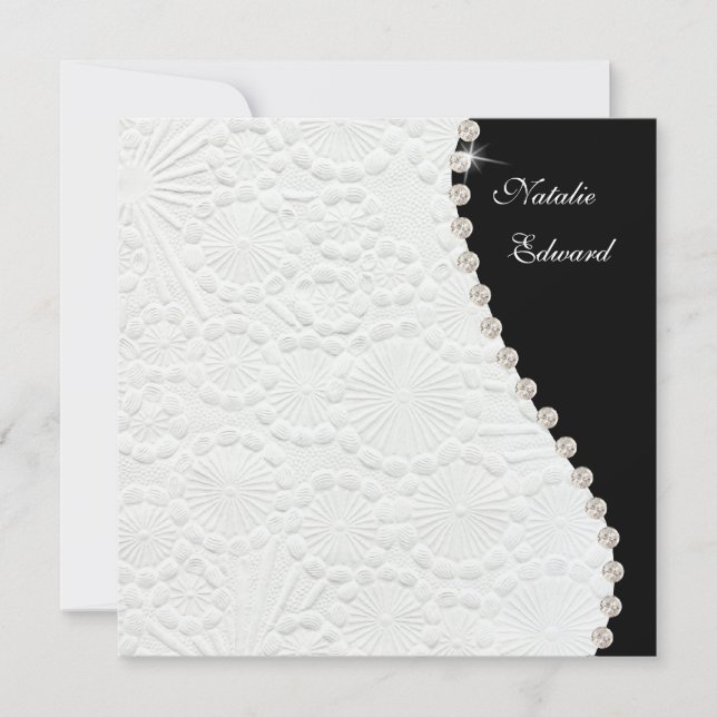 Wedding Black and White Vintage Pattern Invite (Front)