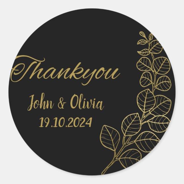 wedding black colour thank you Sticker (Front)