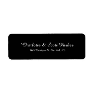 Wedding Black Creative Brush Script Family Return Address Label