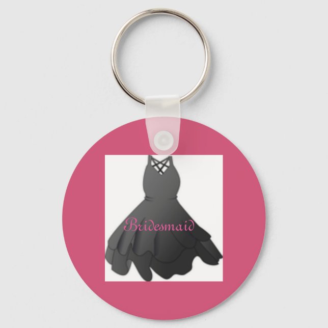 Wedding Black Dress Pink Bridesmaid Keychain Gift (Front)