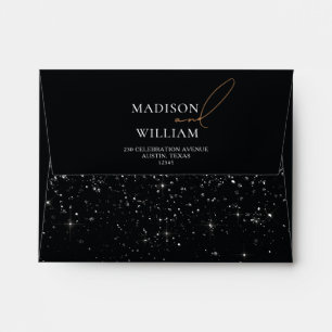 Wedding Black Gold Self-Addressed Envelope
