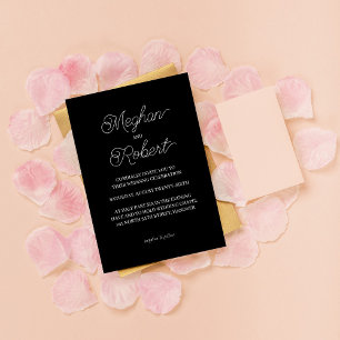 Wedding Black Invitation Card with Big Script