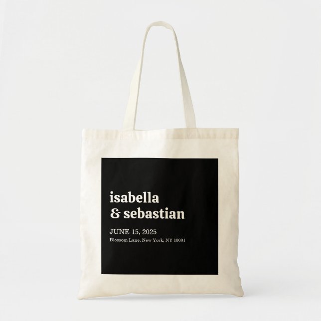 Wedding Black Retro Font Tote Bag (Front)