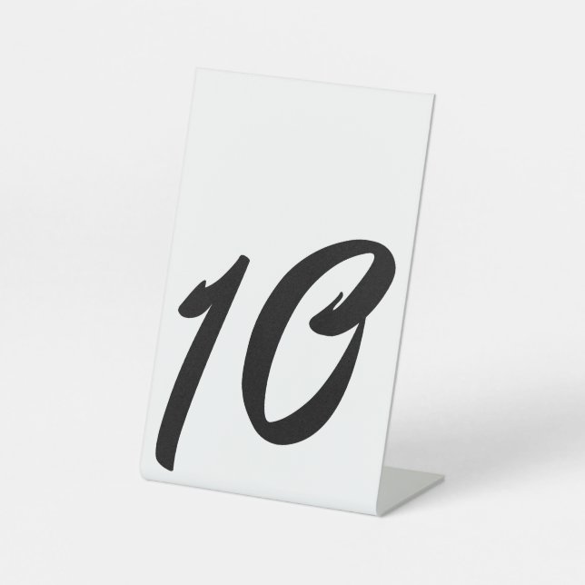Wedding Black Table Number 10 Pedestal Sign (Front)