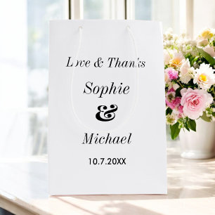 Wedding Black White Classic Simple  Medium Gift Bag