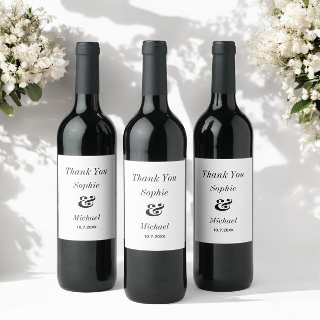 Wedding Black White Classic  Wine Label (Creator Uploaded)