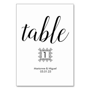 Wedding Black White Decorative Border Table Number