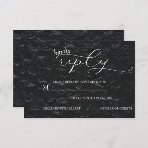Wedding Black & White Elegant Simple RSVP Card