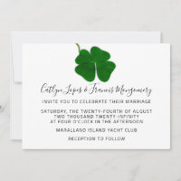 Wedding Black White Green Four-leaved Clover