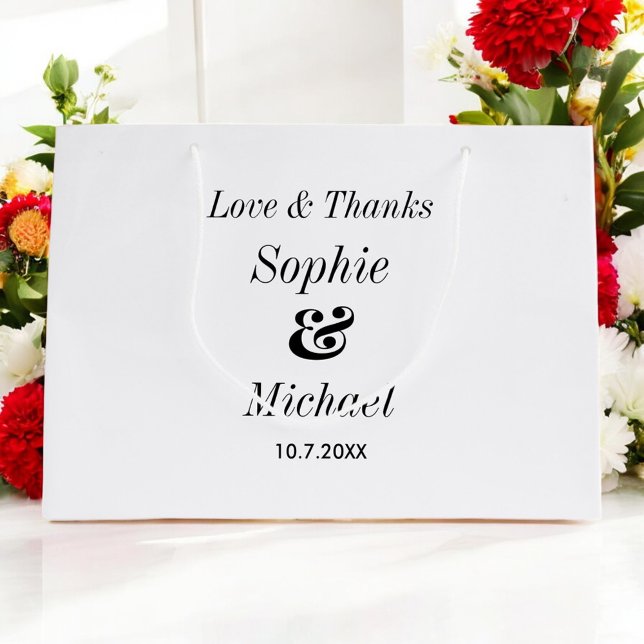 Wedding Black White Minimalist Large Gift Bag (Creator Uploaded)