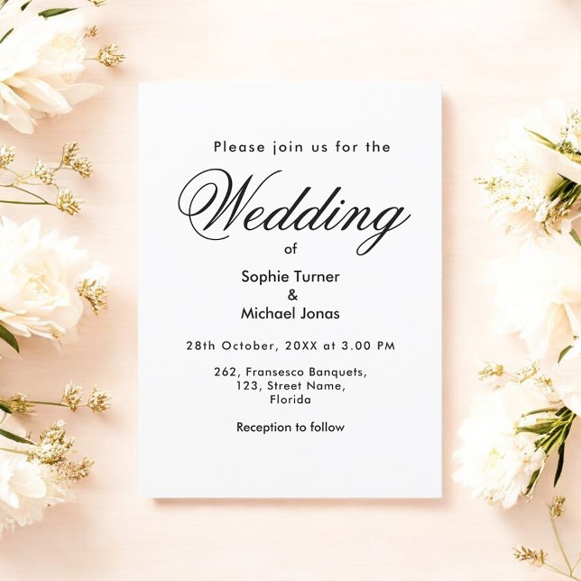 Wedding Black White Minimalist Simple Invitation (Creator Uploaded)
