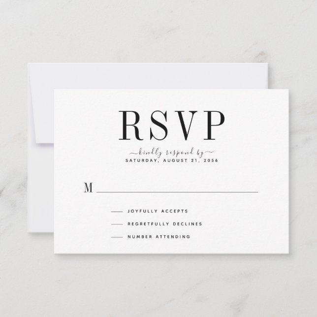 Wedding Black & White RSVP Card (Front)