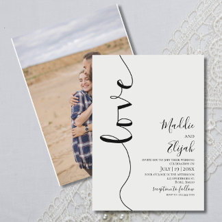 Wedding, Black & White Simple, Typography, Script, Invitation