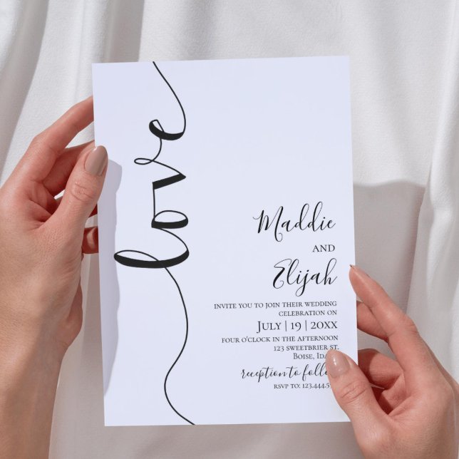 Wedding, Black & White Simple, Typography, Script, Invitation (Creator Uploaded)