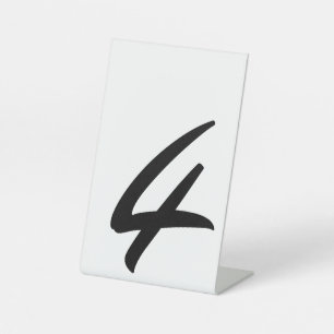 Wedding Black White Table Number 4 Pedestal Sign