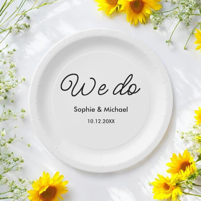 Wedding Black White We Do Script   Paper Plate (Creator Uploaded)