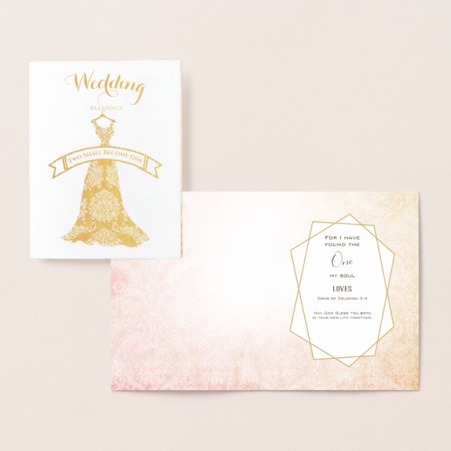 Wedding Blessing Two Shall Become One Foil Card (Display)