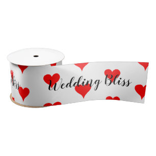 Wedding Bliss Scattered Red Hearts Satin Ribbon