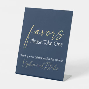 Wedding Blue and Gold Wedding Favours Pedestal Sig Sign