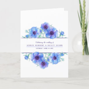 Wedding blue anemone flowers watercolor art program
