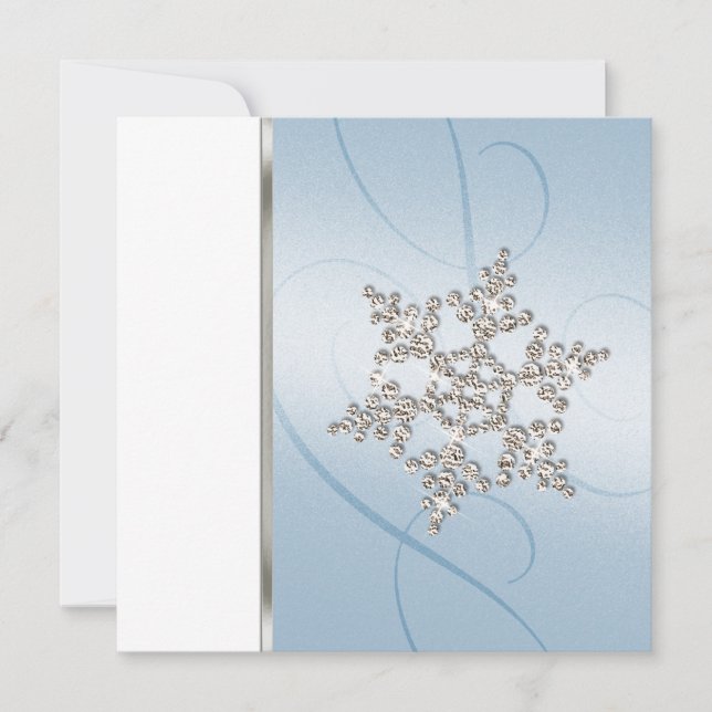 Wedding Blue Crystal Snowflake Invitation (Front)
