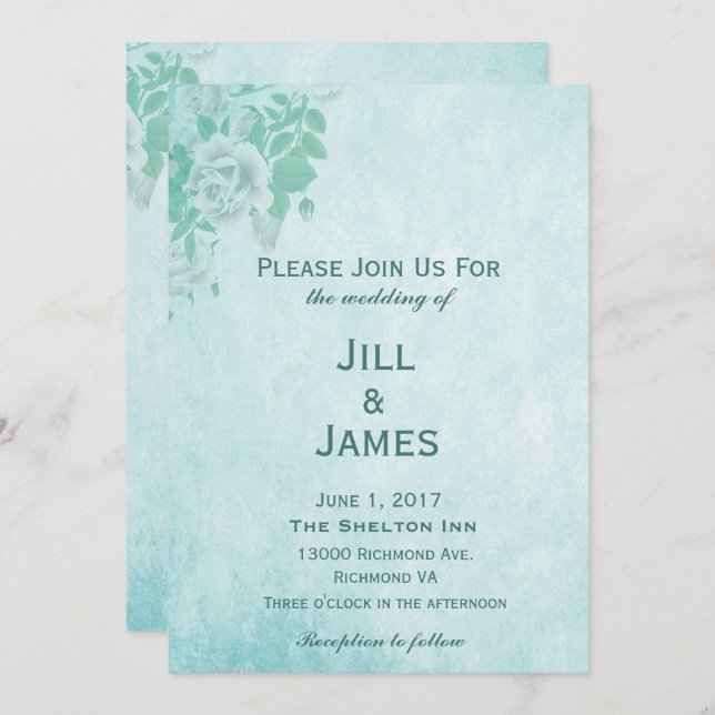 Wedding Blue Floral Invitation (Front/Back)