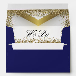 Wedding Blue gold glitter envelope